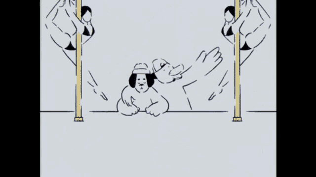 a cartoon dog with a blue hat on his head covering his mouth