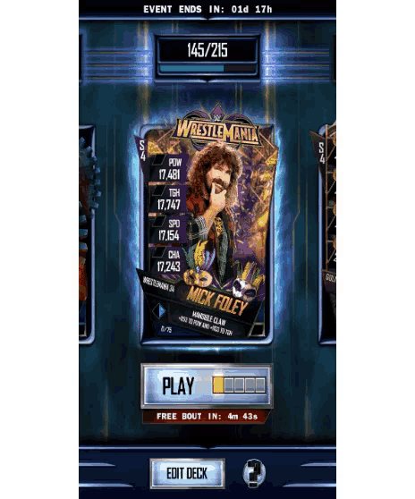 a screenshot of a wrestlemania card with mick foley