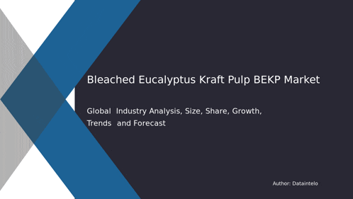 a blue and white brochure titled bleached eucalyptus kraft pulp bekp market
