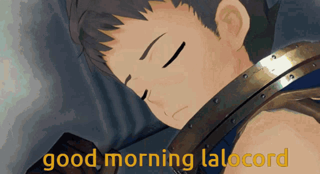a cartoon of a boy sleeping with the words " good morning latocord " above him