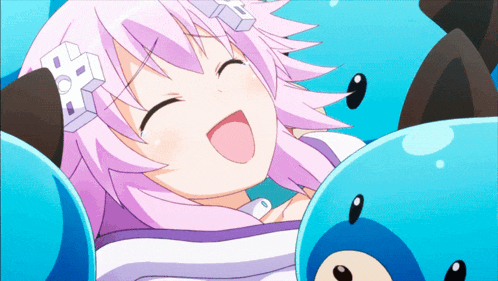 a cartoon character with purple hair and a white headband with the letter o on it