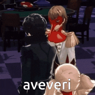 a man and a woman are standing next to each other and the word aveveri is on the bottom