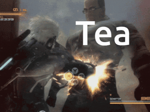 a video game scene with the word tea on the bottom