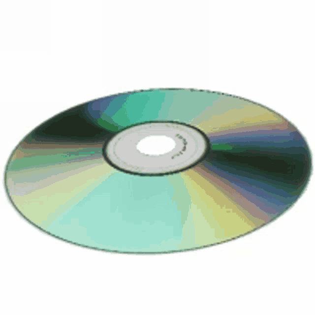 a cd with a hole in the middle is sitting on a white background