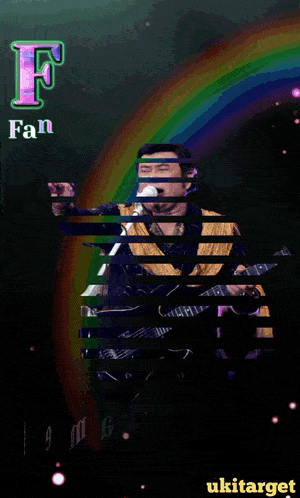 a man singing into a microphone with the words for fans of r on the bottom