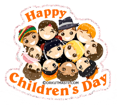 a happy children 's day poster with a group of children