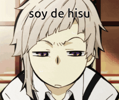 a close up of a person 's face with the words soy de hisu written on it