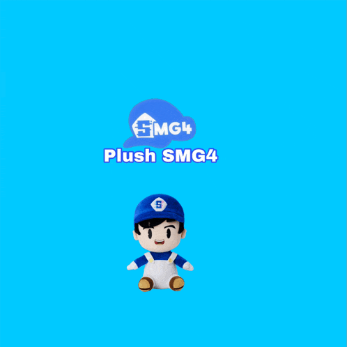 a blue background with the words plush smg4 written on it