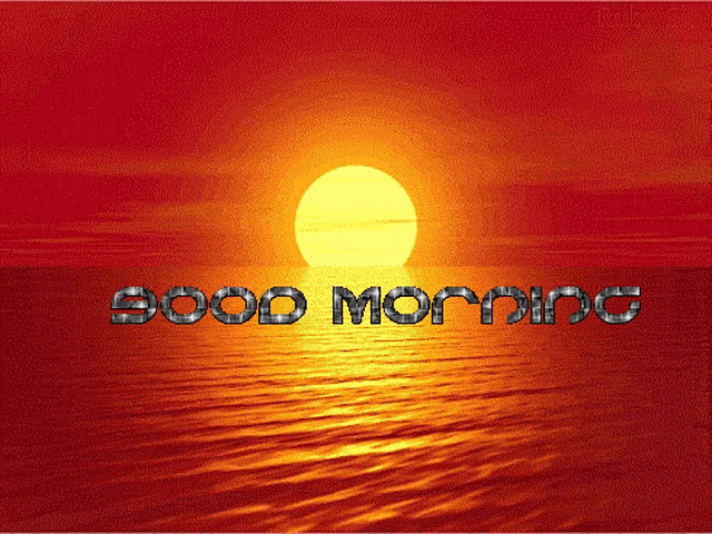 a picture of a sunset with the words " good morning "