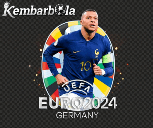 a soccer player is running in front of a uefa logo