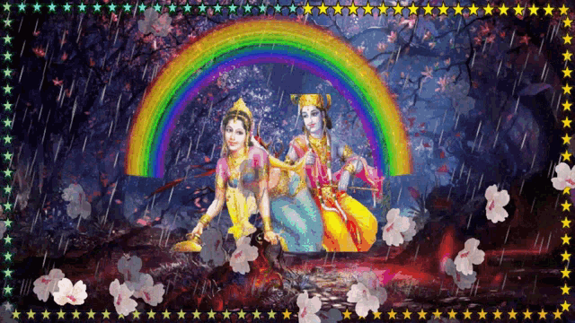 Lord Krishna Flowers GIF - Lord Krishna Flowers Rainbow GIFs