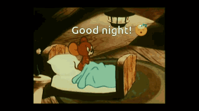 a cartoon of jerry and a man saying " good night "