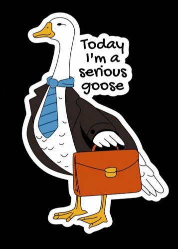 a sticker of a goose in a suit and tie