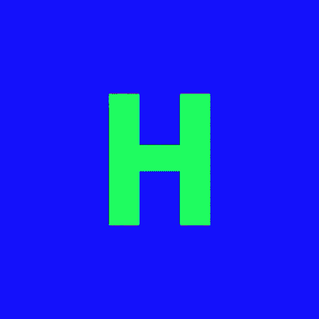a green background with the word hytta in pink letters .