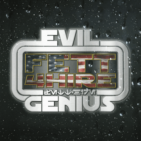 a logo for evil fett hire genius with a star wars theme