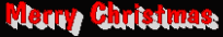 the words merry christmas are written in red and white on a black background