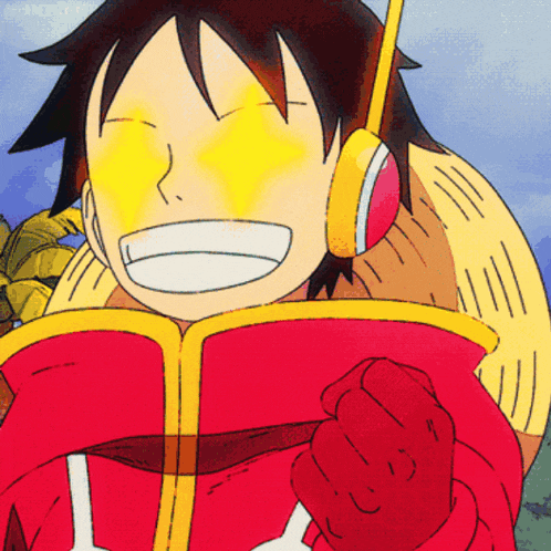 a cartoon character wearing headphones and a red jacket with the letter u on it