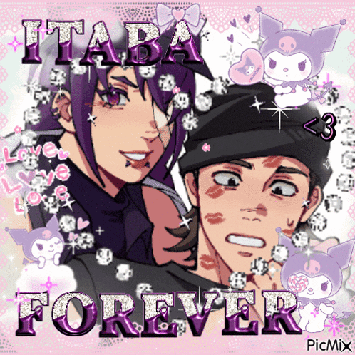 a picture of a man and a woman with the words " itaba forever " on it