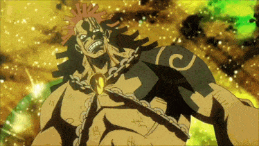 a cartoon of a man with a chain around his neck with the letter c on it