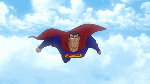 superman and supergirl are flying through the sky