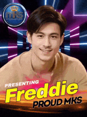 a poster for freddie proud mks with a smiling man