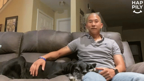 Petting A Dog Happily GIF - Petting A Dog Happily Touching A Dog GIFs