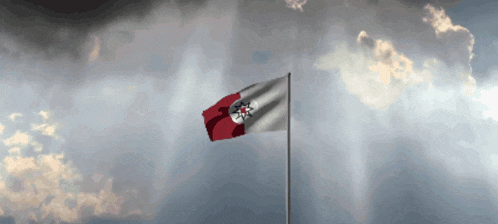 a flag with the number 24 on it is flying in the wind