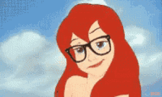 a cartoon character with red hair and glasses
