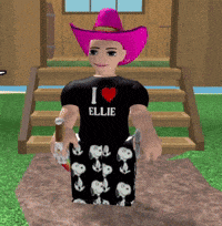 a person wearing a pink hat and a black shirt that says i love ellie