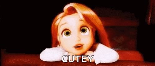 a cartoon girl with red hair and green eyes is laying on a bed with her head on her pillow .