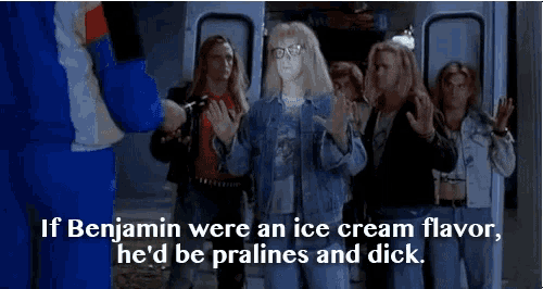 a group of people standing next to each other with a caption that says if benjamin were an ice cream flavor