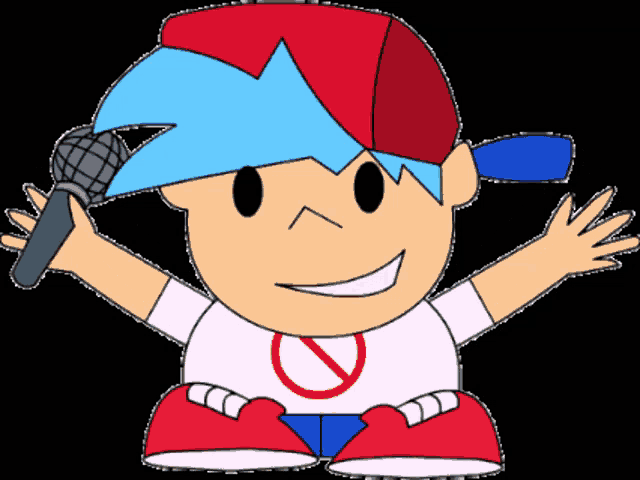 a cartoon of a boy holding a microphone