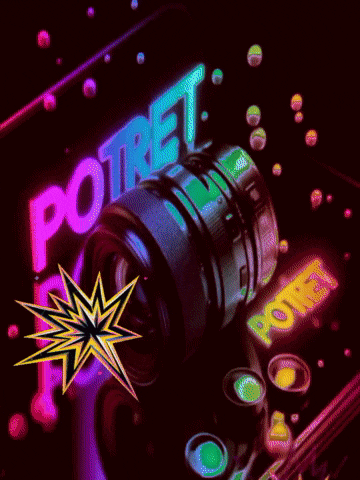 a neon sign that says potret on it
