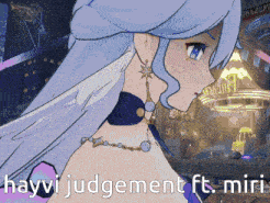 a cartoon of a woman with the words hayvi judgement ft. miri