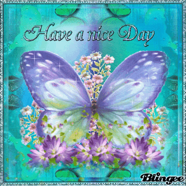 a picture of a butterfly and flowers with the words have a nice day