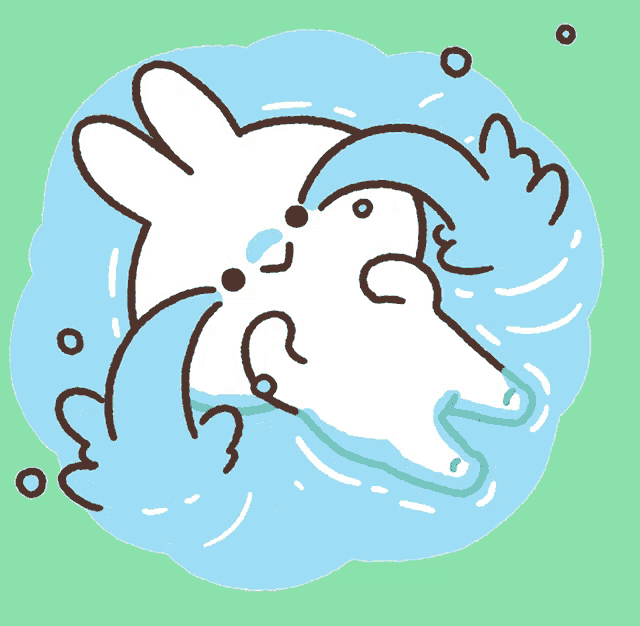 a cartoon drawing of a rabbit crying with tears coming out of its eyes