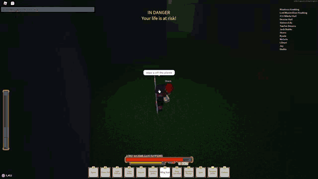 a screenshot of a game that says in danger