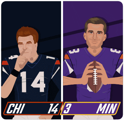 a cartoon of a football player with the number 14 on his jersey and a cartoon of a football player with the number 3 on his jersey