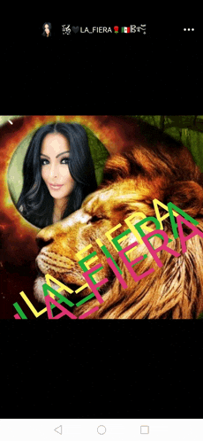 a picture of a woman and a lion with the words la fiera on it