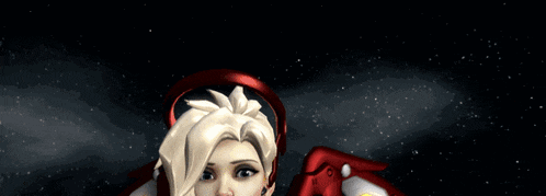 a blurred image of a woman 's face with a red background
