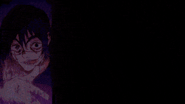 a man and a woman are standing next to each other with a purple background