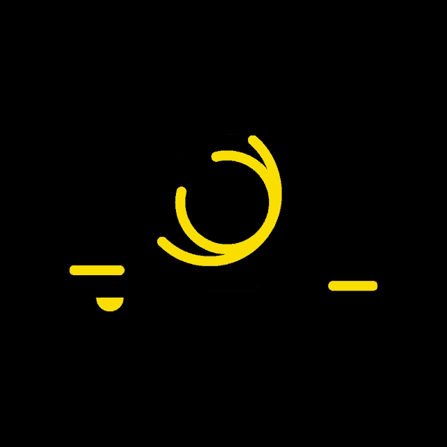 a yellow light bulb with a circle around it on a black background