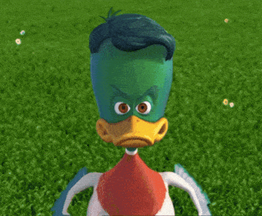 a close up of a cartoon face with big eyes