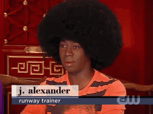 j. alexander is a runway trainer with an afro