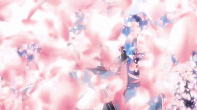 a man in a mask is surrounded by cherry blossoms