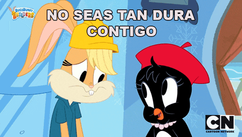 a cartoon of bugs bunny and tweety with the words no seas tan dura contigo above them