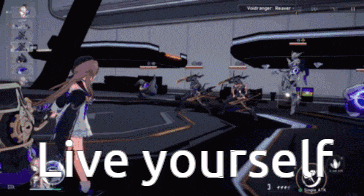 a screenshot of a video game with the words " live yourself "