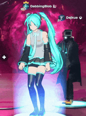 a video game character named dabbingblob is dancing