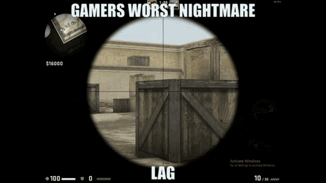 a screenshot of a video game with the words gamers worst nightmare lag