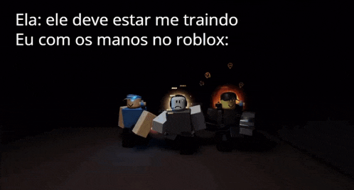 a screenshot of a video game that says ela ele deve estar me trainado eu com os manos no roblox